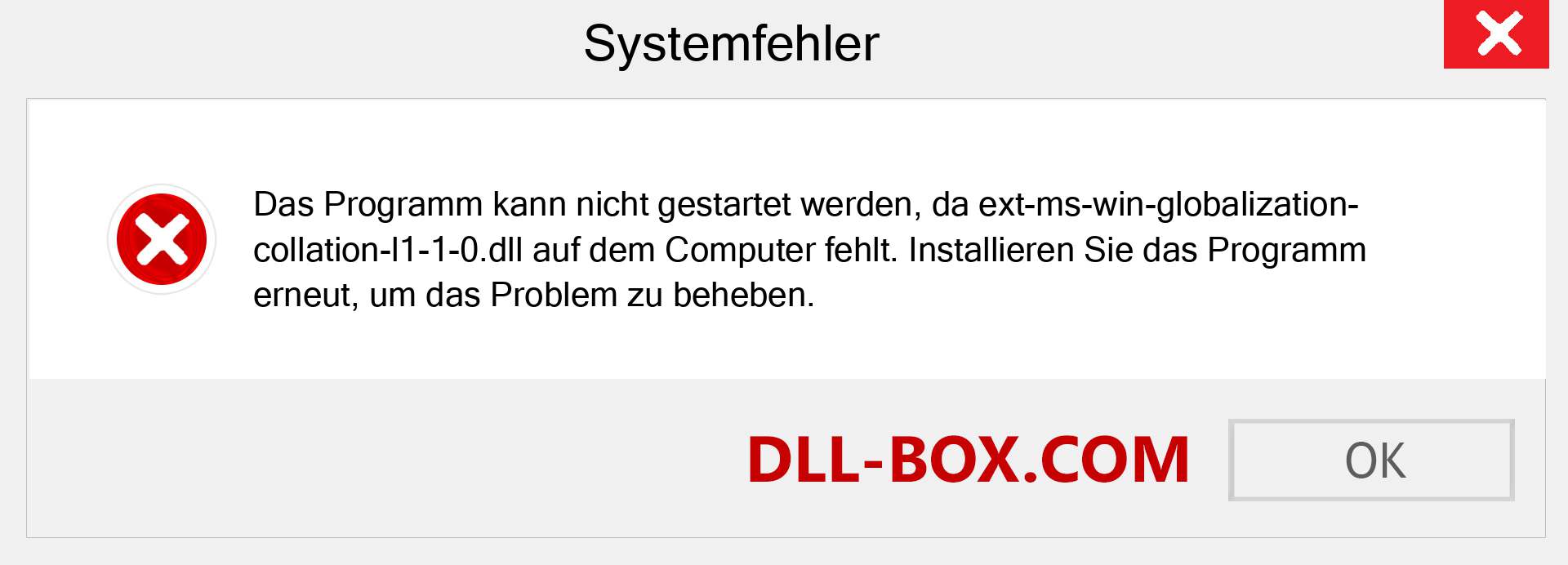 ext-ms-win-globalization-collation-l1-1-0.dll-Datei fehlt?. Download für Windows 7, 8, 10 - Fix ext-ms-win-globalization-collation-l1-1-0 dll Missing Error unter Windows, Fotos, Bildern